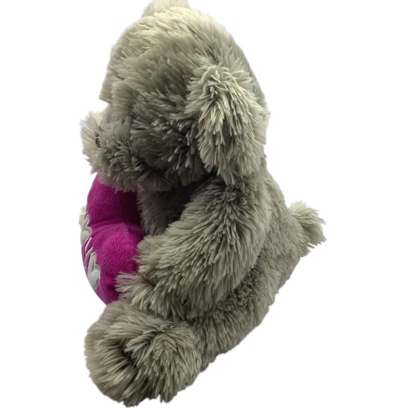 Gray Teddy Bear Plush Pink Heart "XOXO"  Ribbon 12" Stuffed Animal Toy Gift Soft - Picture 3 of 8